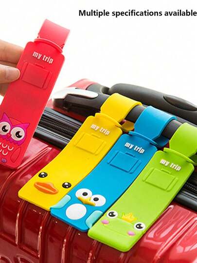 Vibrant Cartoon Silicone Luggage Tag - Cute Flight Attendant Design With "My Travel" And "My Bag" Labels, Foldable Travel Bag Accessory For Boarding Pass And Checked Luggage, Durable And Fun Luggage Tag Accessory