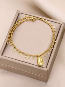 1Pc Boho Style Conch / Shell Anklets For Women, Dainty Fringe Chain With Conch / Shell Pendant Anklet Bracelet, 18K Gold Plated Stainless Steel Anklet Bracelet, Summer Beach Vacation Jewelry For Daily Wear, Foot Jewelry, Summer Party Fashion Accessories - Multicolor - View 5