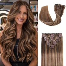 4/27 Bone Straight Clip In Human Hair Extensions Real Human Hair 120g/8pcs Full Head Clip In Hair Extensions For Women - SP4/27 - View 2