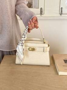 女士迷你时尚斜挎包，新款通勤时尚小方肩包 - 白色 - 查看 2