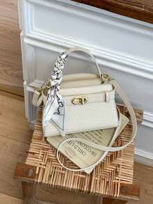 女士迷你时尚斜挎包，新款通勤时尚小方肩包 - 白色 - 查看 6