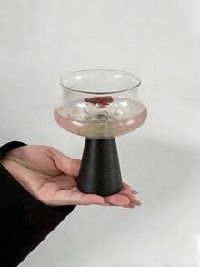 1个高品质独特设计玻璃杯，配木柄，复古鸡尾酒/葡萄酒/饮料/咖啡/下午茶杯，适用于苏打水、冰淇淋、慕斯，可作办公室饮具、客厅客用茶杯。 - 彩色 - 查看 14