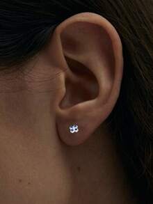 1pc 925 Sterling Silver Star Diamond Stud Earrings, CZ Ball Screw Back Earrings, Sleeping Earrings, Hypoallergenic Earrings, Jewelry Gift For Women - Single Earring - View 4