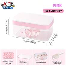 Silicone Tray, Cute Kitchen Party Decor, Suitable As Birthday Gift, Fit For Refrigerator, Large Capacity With Lid And Ice Scoop, Reusable Storage Box, Easy Release Design - Multicolor - View 3