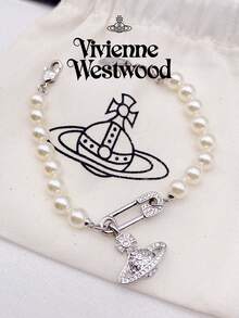 Vivienne Westwood Lucrece Collection Pin Saturn Pearl Bracelet Silver Tone, Brass - 銀色 - 查看 5