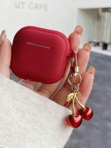 1pc Pro 3 2025 Soft Silicone Protective Case, Suitable For AirPods Pro 2/3/4, 1/2/Pro, With Cherry Pendant - Multicolor - View 2