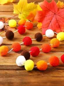 1pc, Pre-String, Knitted Felt Ball Garland Colored Garland, 6.5ft Long Suitable For Mardi Gras Easter New Year Valentine Christmas Walls, For Home Room Living Room Office Decor,Christmas - 1 - 查看 9