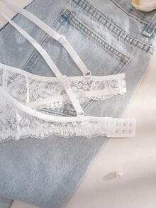 1 Set Women's Solid Color Bowknot Wireless Comfortable Lingerie Set - White - View 5