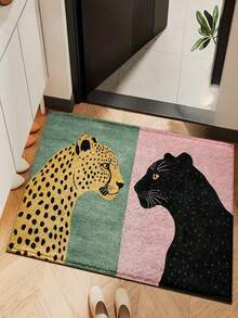 1pc Leopard Print Bath Mat, Soft & Comfortable, Suitable For Kitchen, Bathroom, Shower, Entryway, Home Holiday Decor, Can Be Used As Gift, Christmas Decoration - A - View 2