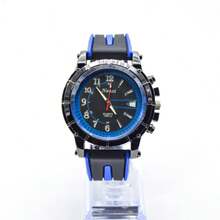 Reloj Deportivo para Hombre con Cronógrafo Analógico | Diseño Moderno Elegante | Correa de Silicona Bicolor | Estilo Ejecutivo y Casual | Resistente al Agua para Uso Diario y Oficina - ,Azul - Ver 1