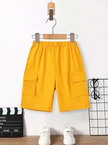 2pcs/Set Boys' Summer Outfit, Round Neck Short Sleeve T-Shirt And Shorts, Funny English Letter Print, New Comfortable Summer Set - Navy Blue - View 5