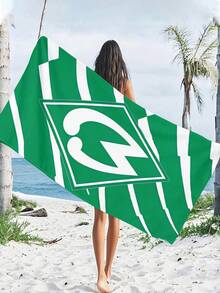 SV Bremen 沙滩巾 - 速干柔软超吸水性涤纶混纺面料，亮绿色搭配白色条纹和球队标志设计，适合游泳、瑜伽、旅行 - 是运动迷和户外爱好者的完美礼物，也是沙滩用品和瑜伽用品的理想之选。 - 綠白色 - 查看 10