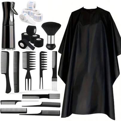 Conjunto de capa de peluquería ajustable para el cuello, accesorios profesionales de capa de corte de pelo para hombres/adultos/barberos/salones/clientes/hogar/mujeres