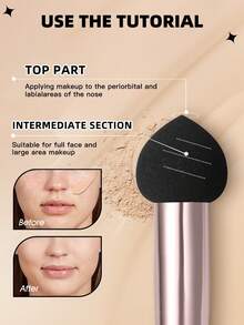 Bộ 3 cọ trang điểm hai đầu, cọ tán phấn phủ hình ngọn lửa hai đầu, cọ tán phấn phủ dạng bột dùng trong mỹ phẩm. - Cọ trang điểm hai đầu bằng mút xốp - Xem 6