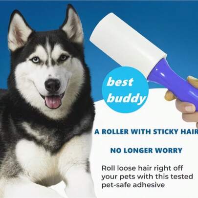 Bộ dụng cụ loại bỏ lông thú cưng 12 món - Bao gồm 2 tay cầm và 10 cuộn thay thế (đen & xanh dương), con lăn dính chắc chắn dùng cho đồ nội thất, thảm và quần áo, dụng cụ làm sạch lông mèo/chó cầm tay (Lý tưởng cho người nuôi thú cưng và thợ làm đẹp chuyên nghiệp)