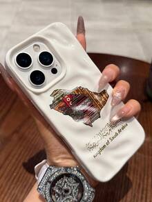 Ốp lưng điện thoại thiết kế nhăn hình bản đồ Ả Rập Xê Út, phù hợp với 17/16/15/14/13/12/11 Pro Max, ốp mềm chống rơi vỡ toàn diện. - trắng - Xem 3