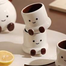 Cute 3D Foot & Smiling Face Ceramic Tableware Set, Espresso Coffee Cup & Multipurpose Bowl For Rice, Yogurt, Oatmeal & Breakfast, Adorable Home Kitchen Drinkware, All Occasion Gift - Multicolor - View 4