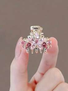 Nuevos pasadores de pelo mini de cristal con mariposa, ganchos de pelo diminutos decorados con rhinestones para flequillo y cabello lateral - Multicolor - Ver 8