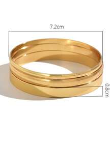 Bộ 3 vòng tay nhiều lớp, kiểu dáng phóng khoáng, trơn bóng dành cho nữ. - Vàng - Xem 6