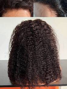 Tóc giả Jerry Curly Lace Front Blended Hair Wigs có tóc con, mật độ 180%, kiểu Jerry Curly 13x4 trong suốt dành cho nữ. - SNatural - Xem 4