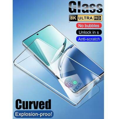 1 miếng dán màn hình cường lực cong 3D Ultra HD 9H chống nổ và chống trầy xước, tương thích với /Hano// Không bọt khí, phủ toàn màn hình, hỗ trợ nhận diện vân tay.