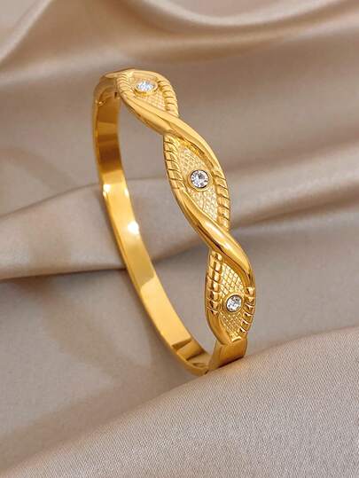 1件装几何十字手镯，女士不锈钢金色吊坠眼睛手镯，适合派对、母亲节、假期、婚礼、音乐节、情人节、圣诞节等场合作为礼物