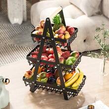 Luminpool 2 & 3 Tier Fruit Basket,Vegetable Rack,Bread Basket With Wooden Handle, Multifunctional Storage Rack, For Kitchens Home,Office - Negro de 3 niveles - Ver 7