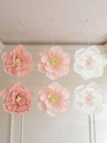 6pcs/3pcs/1pc Daisy Paper Flower Balls And Crepe Paper Flower Decorations, Suitable For Wedding And Party Decor - Bright Colorful Spring Floral Wall Hanging, Lightweight Paper Daisies, Suitable For Indoor And Outdoor Events - N - View 6