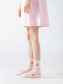 5 đôi tất trẻ em, tất mỏng lưới họa tiết hoạt hình dài đến bắp chân cho bé gái, thích hợp cho mùa hè. - Nhiều màu - Xem 3