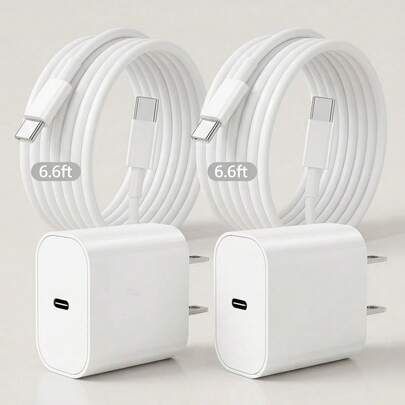 30W 快速充电套装 [USB C 墙式充电器 + 6.6 英尺/200 厘米 USB C 转 Type C 数据线] 兼容 17 Pro Max/17 Pro/17 Plus/17/16/15 Pro Max/15 Pro/15 Plus/15，