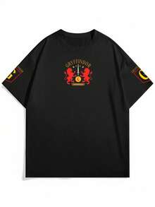 Strevion OBM Men X Harry Potter Áo thun nam tay ngắn in hình các yếu tố Harry Potter, kiểu dáng thường ngày, đa năng. - màu đen - Xem 2