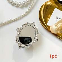 可调节镜面元件，复古电镀镜面手机支架，带弹出式支架座，适用于智能手机和平板电脑，耐用塑料材质，金色底座，完美解放双手，优雅配件，春季礼物之选。 - 金色 - 查看 7