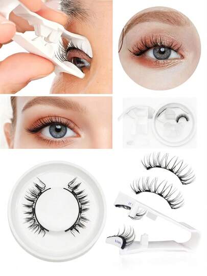 Bộ mi giả từ tính kèm dụng cụ kẹp - Dễ sử dụng, vẻ ngoài tự nhiên, chống thấm nước, không cần keo, dễ gắn, mi giả 3D kèm dụng cụ kẹp, tạo điểm nhấn trang điểm mắt ấn tượng, thoải mái và như nối mi, không cần keo.