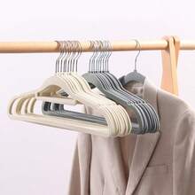 10/20pcs Multi-Functional Non-Slip Velvet Hangers, Home Closet Storage Space Saver, Designed To Prevent Scratches And Shoulder Collisions - Black - View 1