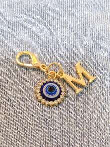 1pc Initial Letter Blue Evil Eye Rhinestone Keychain - Symbolic Gift, Protection And Good Luck - Fashion Accessory, Suitable For Car Keys/Bag Pendant, Ideal Holiday Gift Accessory - Multicolor - View 20