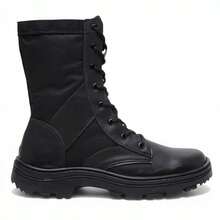 Men's Tactical Military Boot With Reinforced Leather, Waterproof, With Adjustable Zipper - Cheap - Black and White - View 4