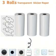 3 rollos de pegatinas adhesivas térmicas transparentes, pegatinas brillantes autoadhesivas claras, compatibles con todas las impresoras de mini pegatinas, adecuadas para notas de estudio, fotos, listas, diarios, scrapbooking y proyectos - Ver 8
