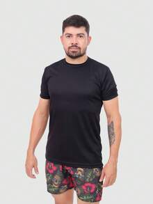 Men's Basic Blue Foliage Shorts In Tactel Fabric With Pockets And Drawstring - Ideal For Beach, Training, And Running. - Skull - View 2