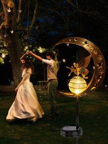 1pc Solar Powered Moon Fairy Garden Light - Elegant Fantasy Design Suitable For Garden Pathways And Gazebos - Fairy Kick - View 6
