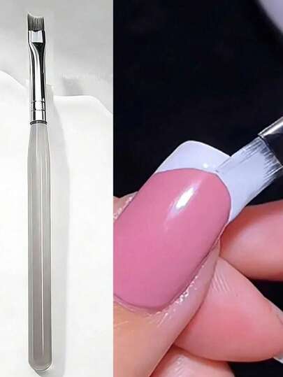 1 chiếc cọ vẽ móng kiểu Pháp hình bán nguyệt, dùng để vẽ móng gel UV, cán vàng, trong suốt, dụng cụ làm móng D5#