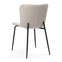 Modern Dining Chairs With High Rounded Backrest, Fabric Upholstery & Metal Legs (3 Colours) | Set Of 2 - White - View 5