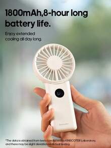 kinscoter 1个可充电1800mAh折叠迷你便携手持风扇，露营旅行配件，空气冷却器，可调节个人小型手持风扇 - 手持 - 查看 4