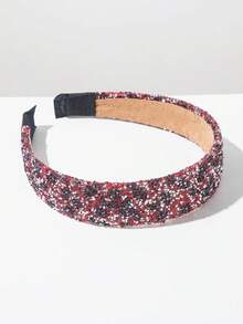 1 chiếc băng đô phối họa tiết da báo đen và đỏ, phụ kiện đội đầu tối giản đính đá lấp lánh thời trang dành cho nữ, thích hợp khi đi du lịch. - FG36-Đỏ - Xem 3