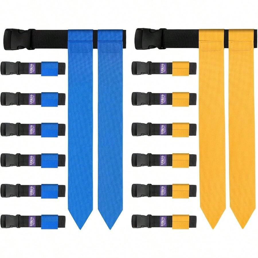 Belts, 14 Player Adjustable Sets Sports Training Competition - Blue & Yellow, 14 Player, 28 Flags - View 1