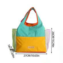 Personalized Color Block Large Capacity Tote Bag, With Side Pockets, Lightweight & Fashionable Women's Handbag, Casual Daily Travel Shoulder Bag, Multi-Color Shopping Tote, Portable Leisure Travel Bag, Patchwork Design - Multicolor - View 5
