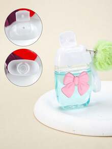 Bộ 4/2/1 chai xịt cồn trong suốt màu hồng (30ml), chai nước rửa tay có nơ hồng, móc khóa du lịch, chai nước rửa tay/nước hoa nắp bật màu hồng với thiết kế nơ 3D - Nhiều màu - Xem 2