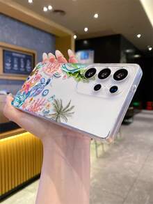 海洋主题夏季海洋元素透明防震TPU手机壳，图案包含海龟、海星、海藻、水母、樱桃、石榴、海马、百合花和椰子树，适合作为节日礼物送给伴侣和朋友，兼容苹果XS/XS Max/XR/11/12/13/14/15/16 Pro/Pro Max/14/15/16 Plus、Nothing、Pixel系列等。 - 彩色 - 查看 5