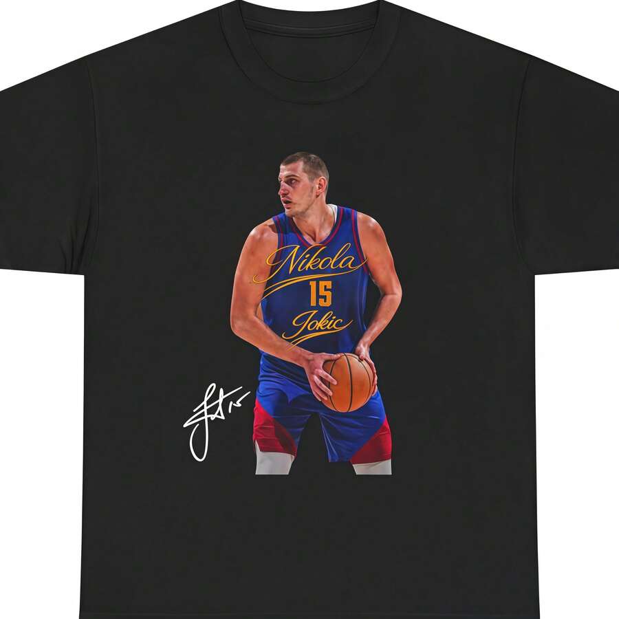 Nikola Jokic Denver T Shirt Graphic Tee - 黑色 - 查看 1