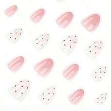 24pcs Nails Press On White Polka Dots False Nails Short Fake Nails Almond Shape Press On Nails Manicure Set Includes 1sheet Adhesive Tabs & 1pc Mini File Perfect For Everyday Wear, Elegant & Fashion Fairy Accessories, Nails Press On, Christmas & New Year Nails, For Holiday, Christmas Decoration NailsValentine's Day Gift For HerValentine's Day Gift For Her - Nhiều màu 4 - Xem 5