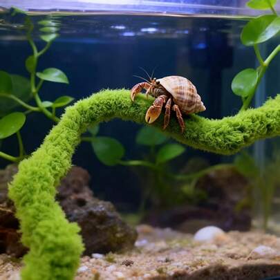 一套逼真的水下藤蔓装饰，细节栩栩如生，适用于水族箱鱼缸背景装饰，也适合寄居蟹和蜘蛛攀爬。